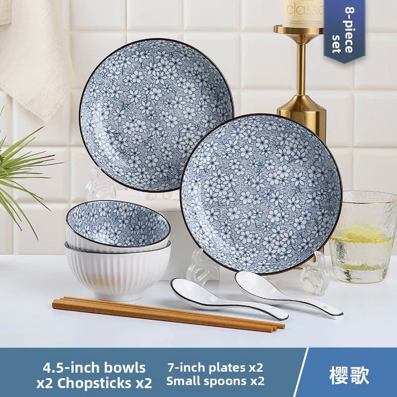 Conjunto de Louças de Cerâmica Estilo Japonês