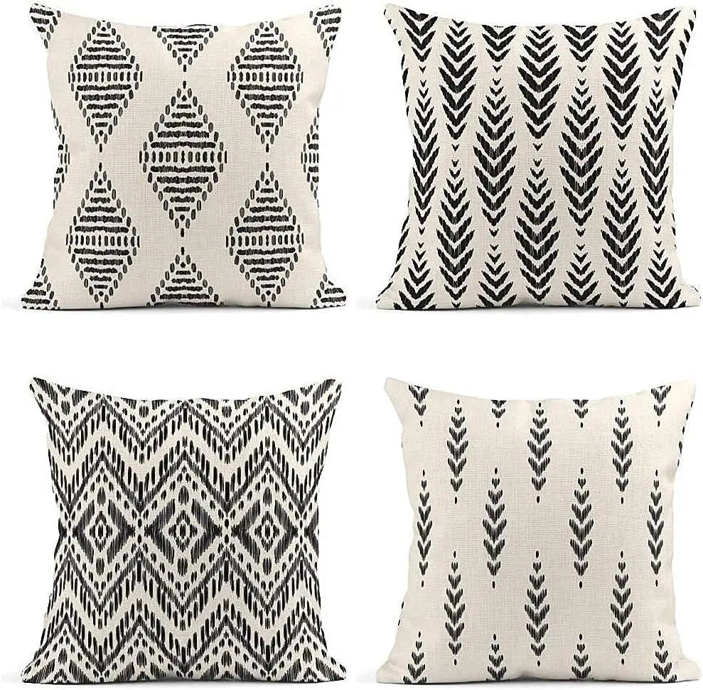 Capa de Almofada Boho Estampada em Linho e Algodão