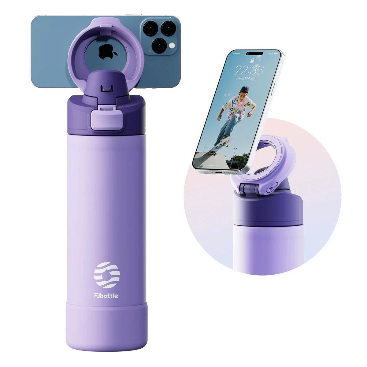 Garrafa Térmica com Tampa Magnética e Suporte de Celular, 710/950ml
