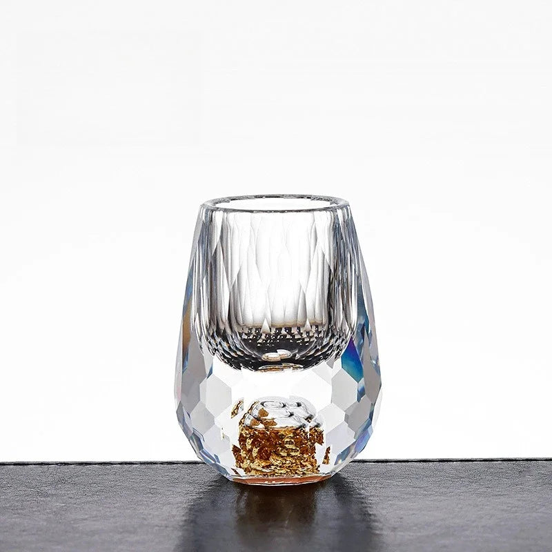 Copo de Cristal com Folha de Ouro 15ml, Kit Luxo