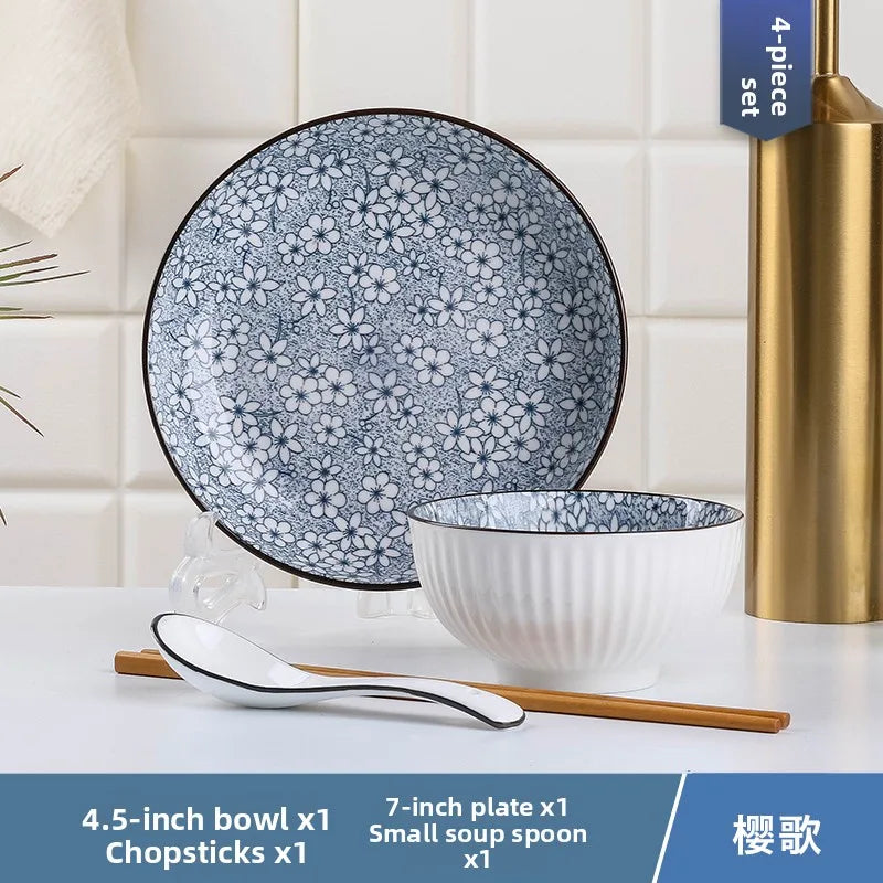 Conjunto de Louças de Cerâmica Estilo Japonês