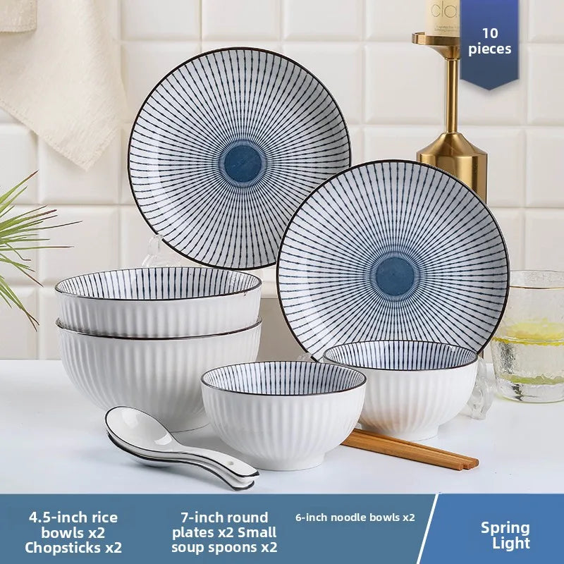 Conjunto de Louças de Cerâmica Estilo Japonês