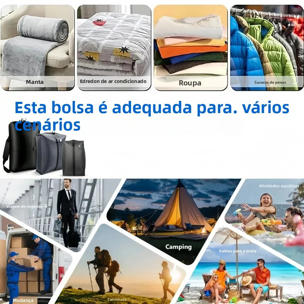 Kit Sacos a Vácuo para Organização de Viagem e Armário