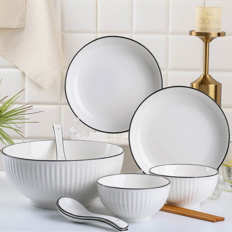 Conjunto de Louças de Cerâmica Estilo Japonês