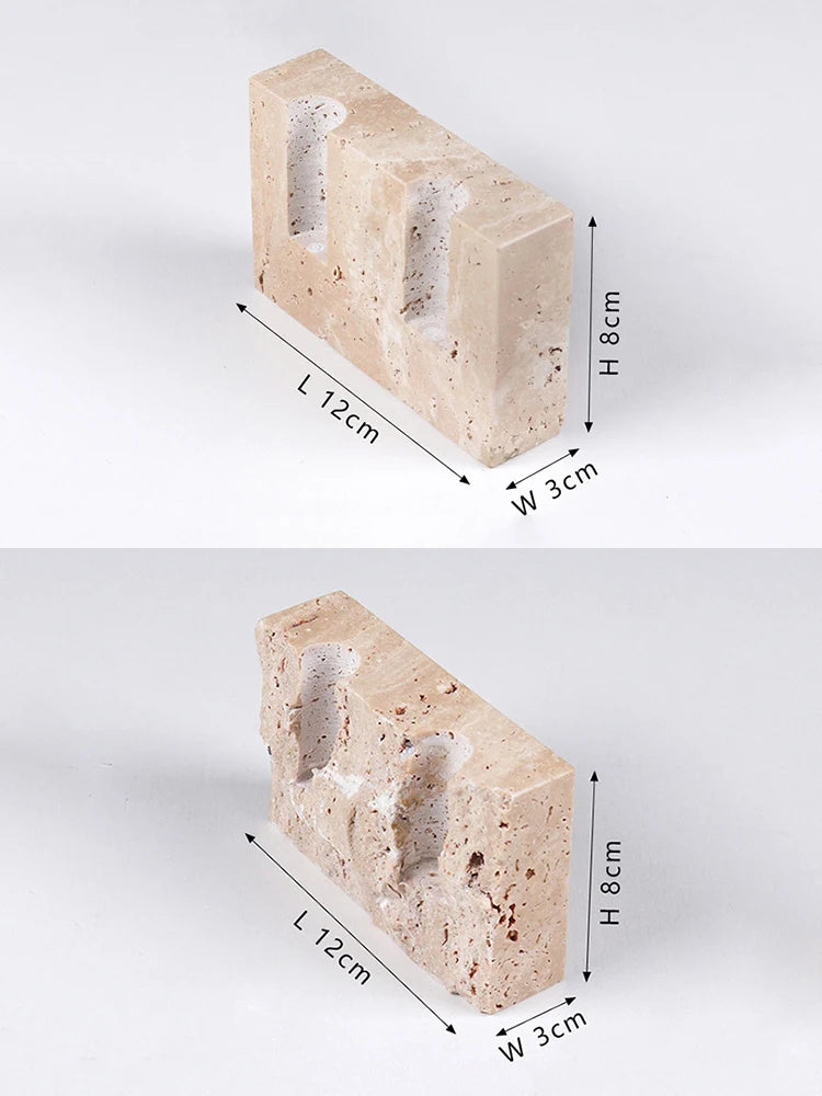 Castiçal de Mármore Travertino com Dois Furos
