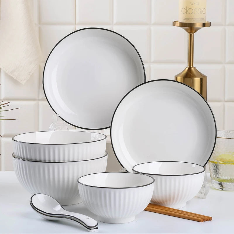 Conjunto de Louças de Cerâmica Estilo Japonês