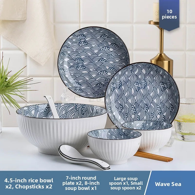 Conjunto de Louças de Cerâmica Estilo Japonês