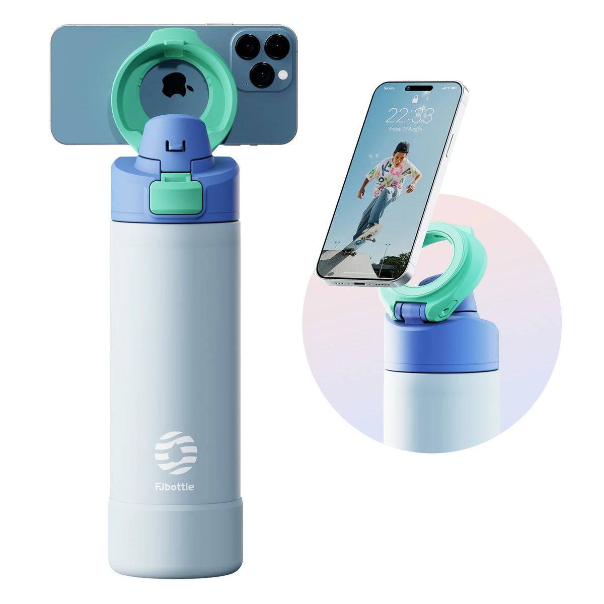 Garrafa Térmica com Tampa Magnética e Suporte de Celular, 710/950ml