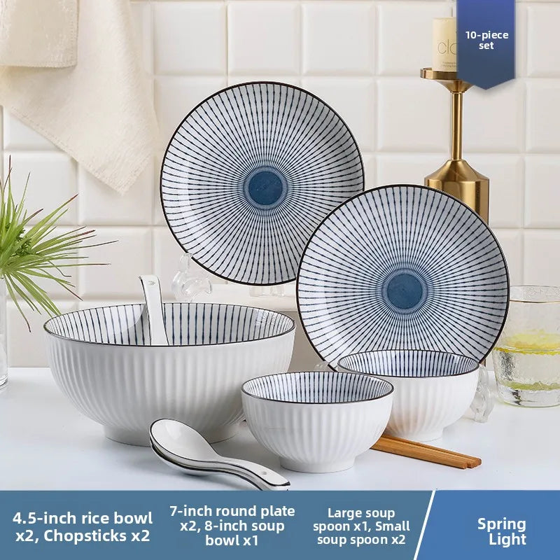 Conjunto de Louças de Cerâmica Estilo Japonês