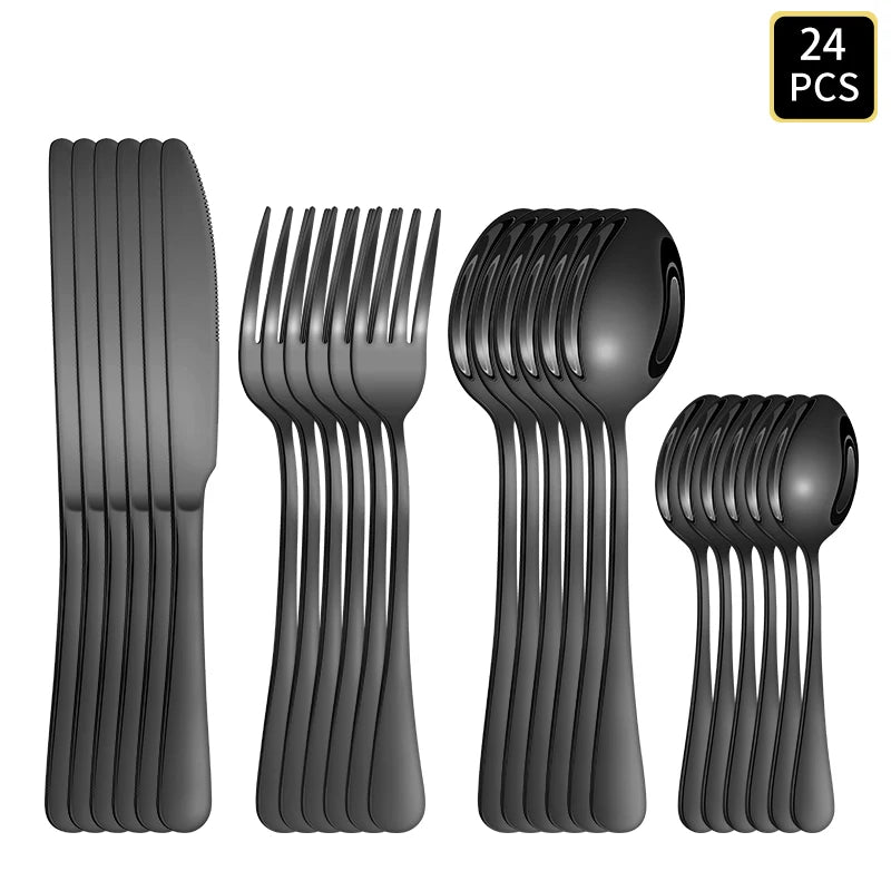 Conjunto de Talheres Pretos em Aço Inoxidável