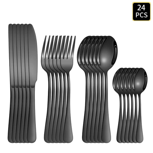 Conjunto de Talheres Pretos em Aço Inoxidável