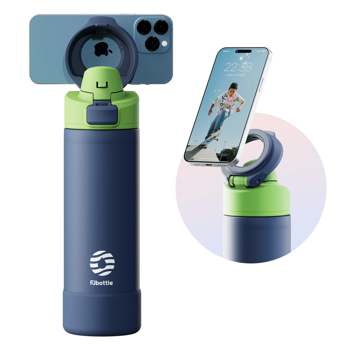 Garrafa Térmica com Tampa Magnética e Suporte de Celular, 710/950ml