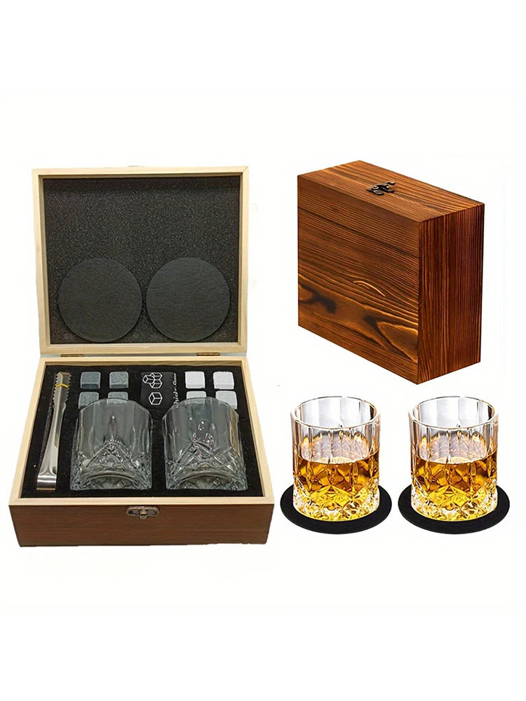 Kit Pedras de Uísque Reutilizáveis com Copos e Pinça