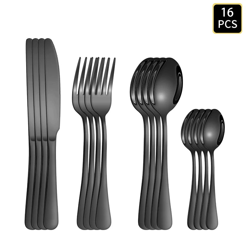 Conjunto de Talheres Pretos em Aço Inoxidável