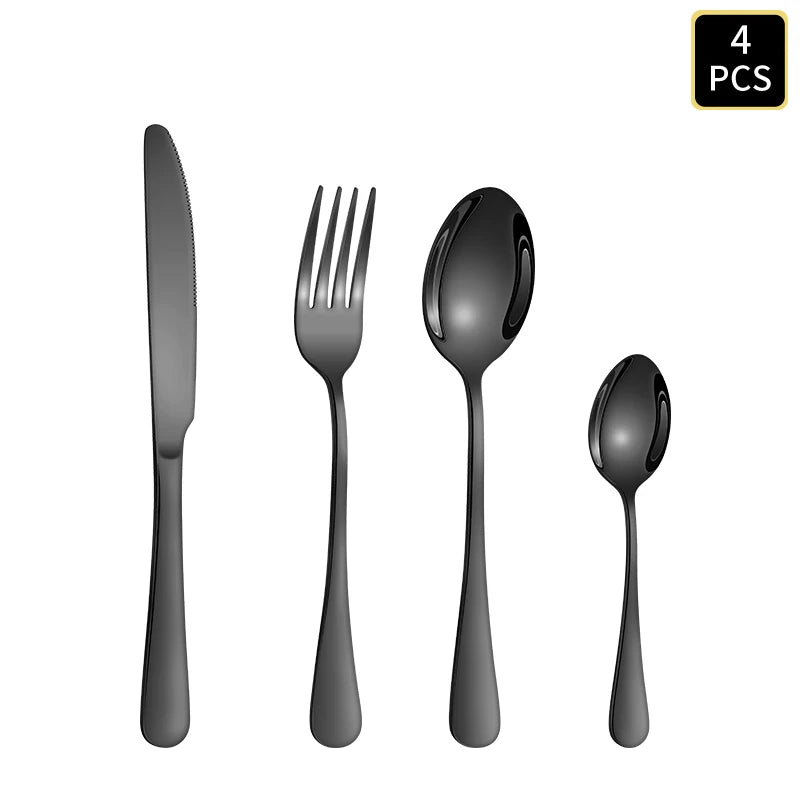 Conjunto de Talheres Pretos em Aço Inoxidável