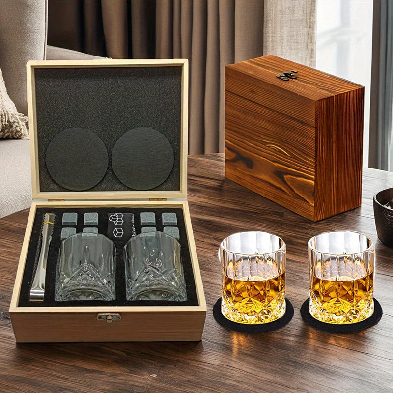 Kit Pedras de Uísque Reutilizáveis com Copos e Pinça