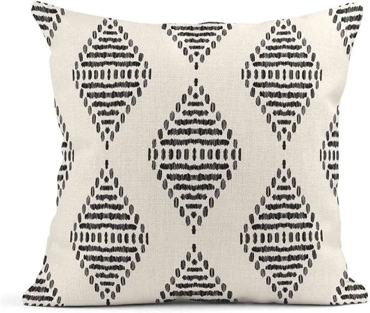 Capa de Almofada Boho Estampada em Linho e Algodão