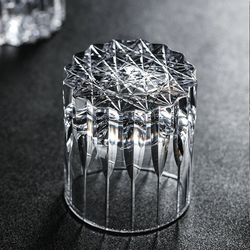 Copo de Uísque Cristal Talhado Efeito Caleidoscópio
