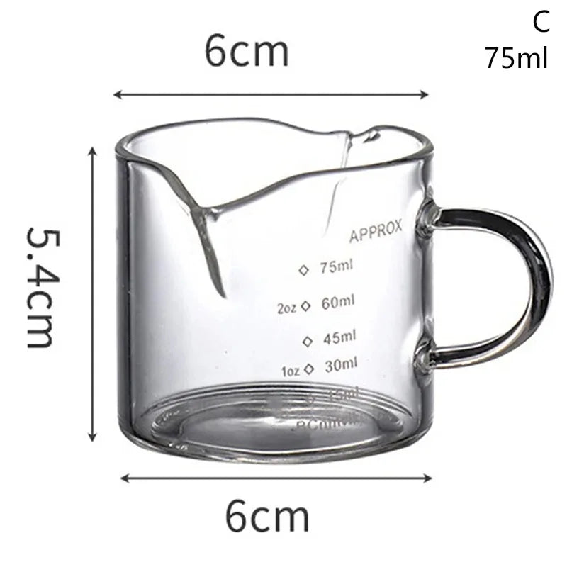 Copo Medidor de Vidro para Espresso 75ml com Bico Duplo