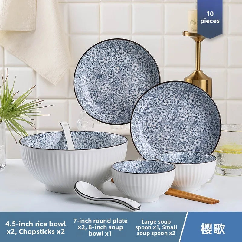Conjunto de Louças de Cerâmica Estilo Japonês