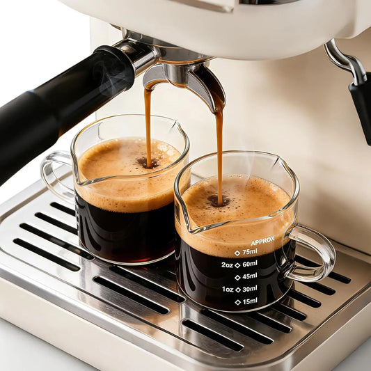 Copo Medidor de Vidro para Espresso 75ml com Bico Duplo