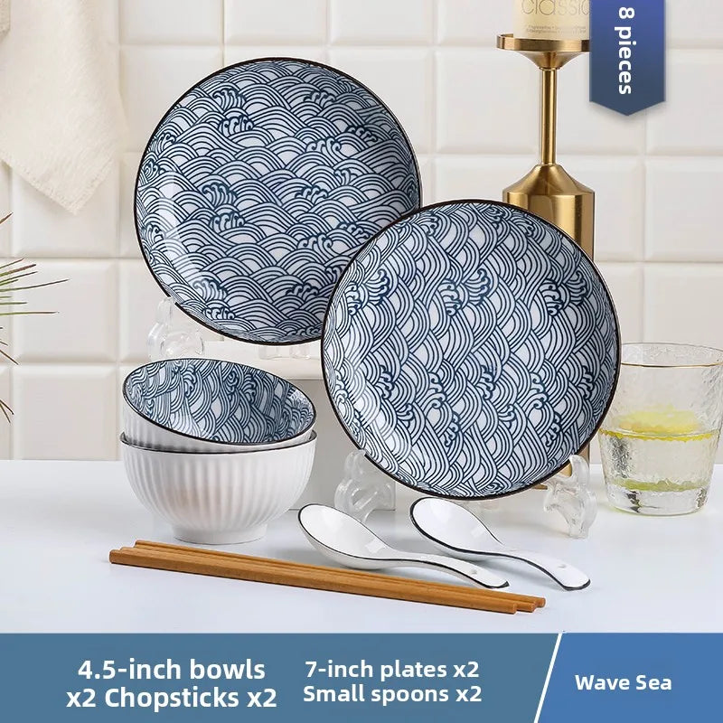 Conjunto de Louças de Cerâmica Estilo Japonês