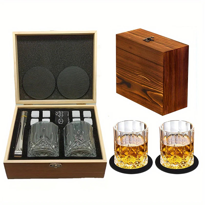 Kit Pedras de Uísque Reutilizáveis com Copos e Pinça