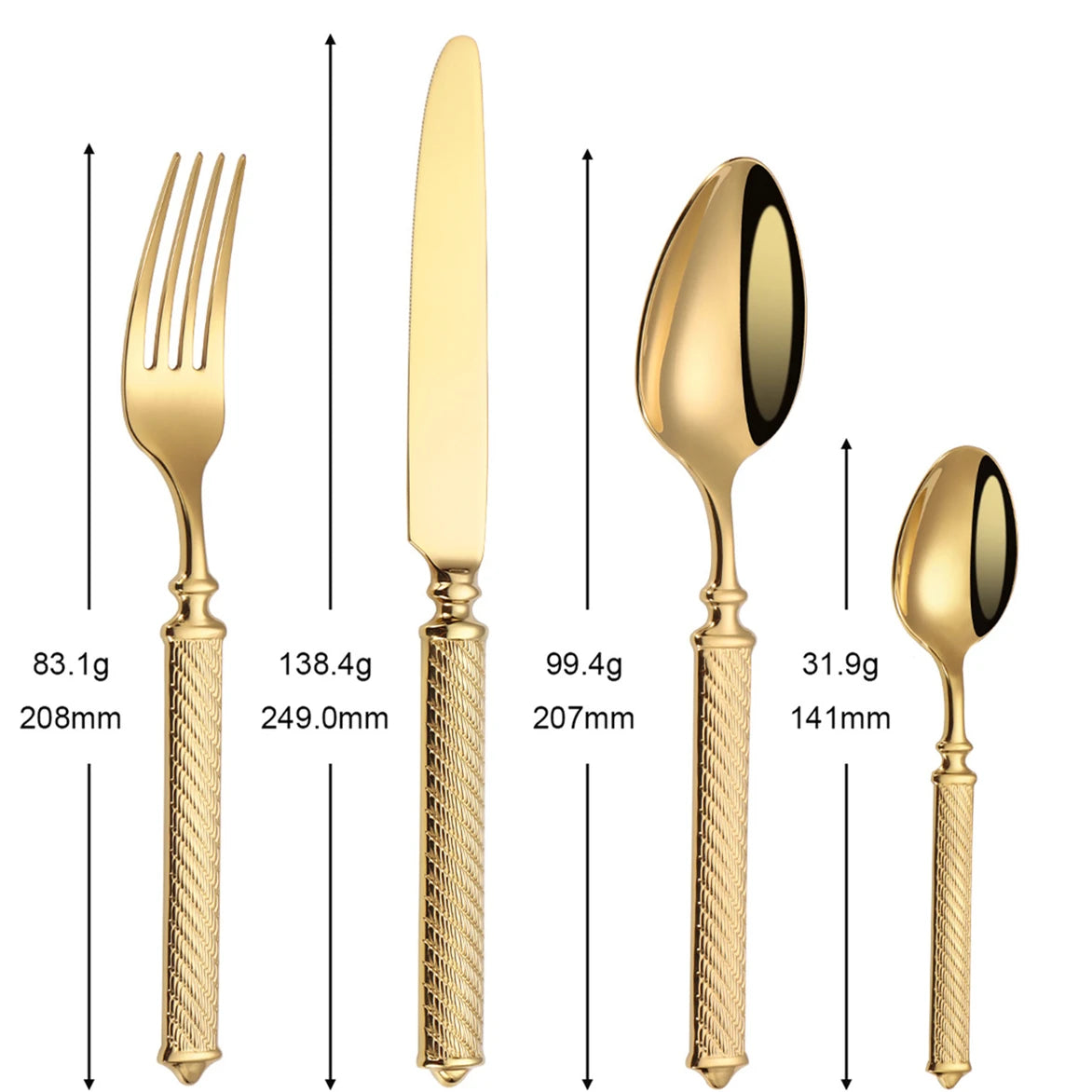 Talheres de Luxo em Aço Inoxidável 18/10, Dourado ou Prata