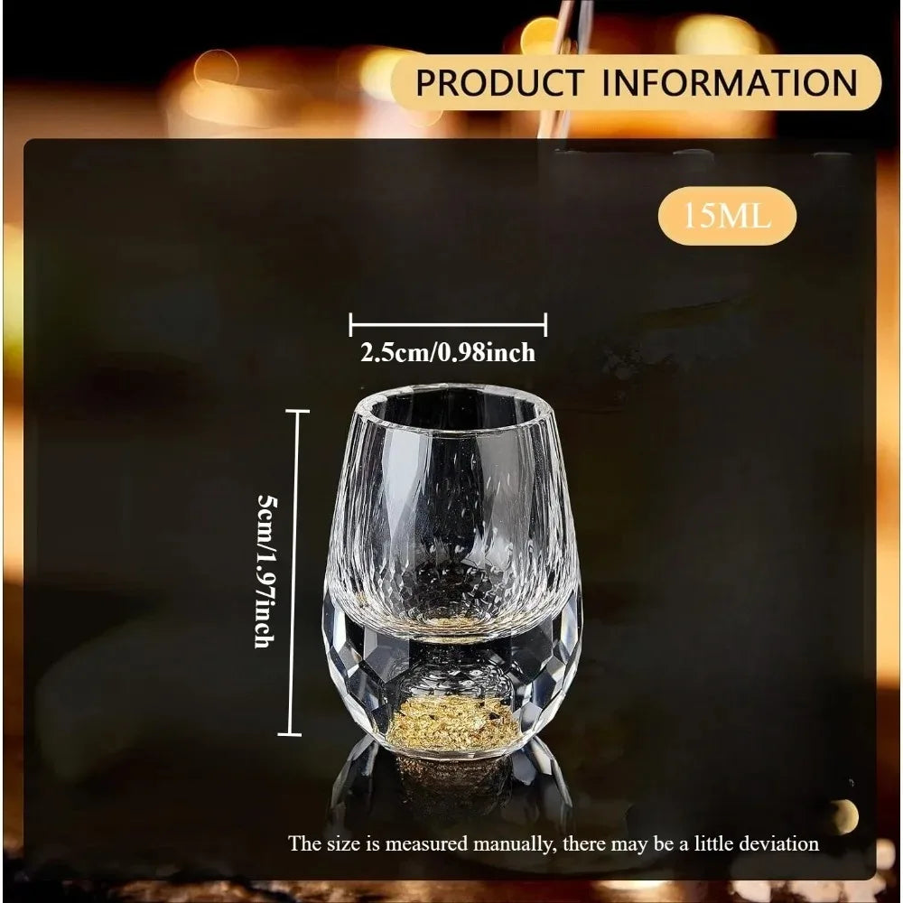 Copo de Cristal com Folha de Ouro 15ml, Kit Luxo