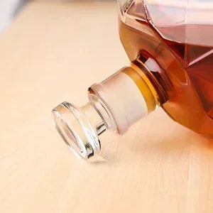 Garrafa Decanter de Uísque Diamante 1000ml com Suporte de Madeira