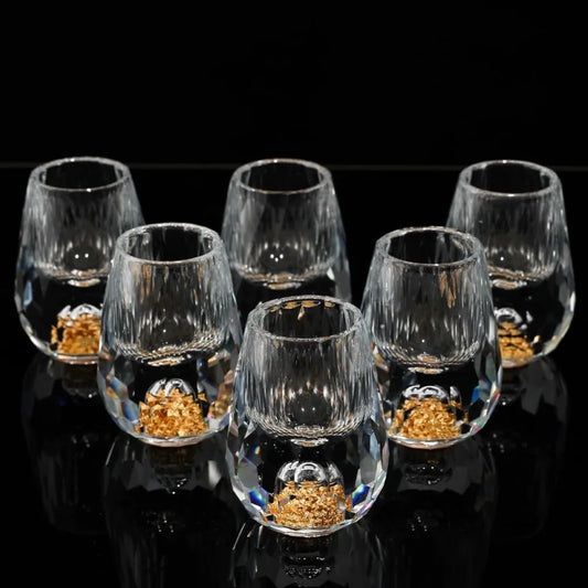 Copo de Cristal com Folha de Ouro 15ml, Kit Luxo