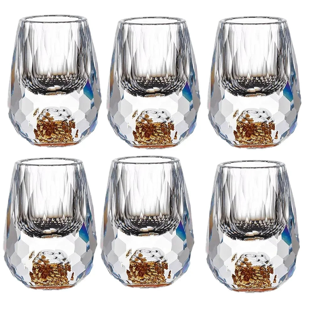 Copo de Cristal com Folha de Ouro 15ml, Kit Luxo