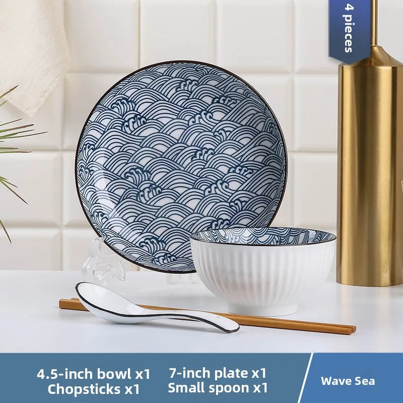 Conjunto de Louças de Cerâmica Estilo Japonês