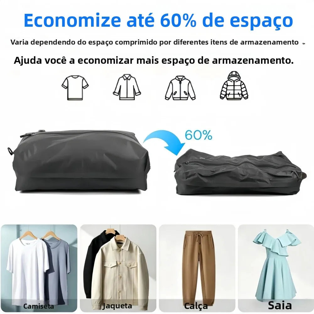 Kit Sacos a Vácuo para Organização de Viagem e Armário