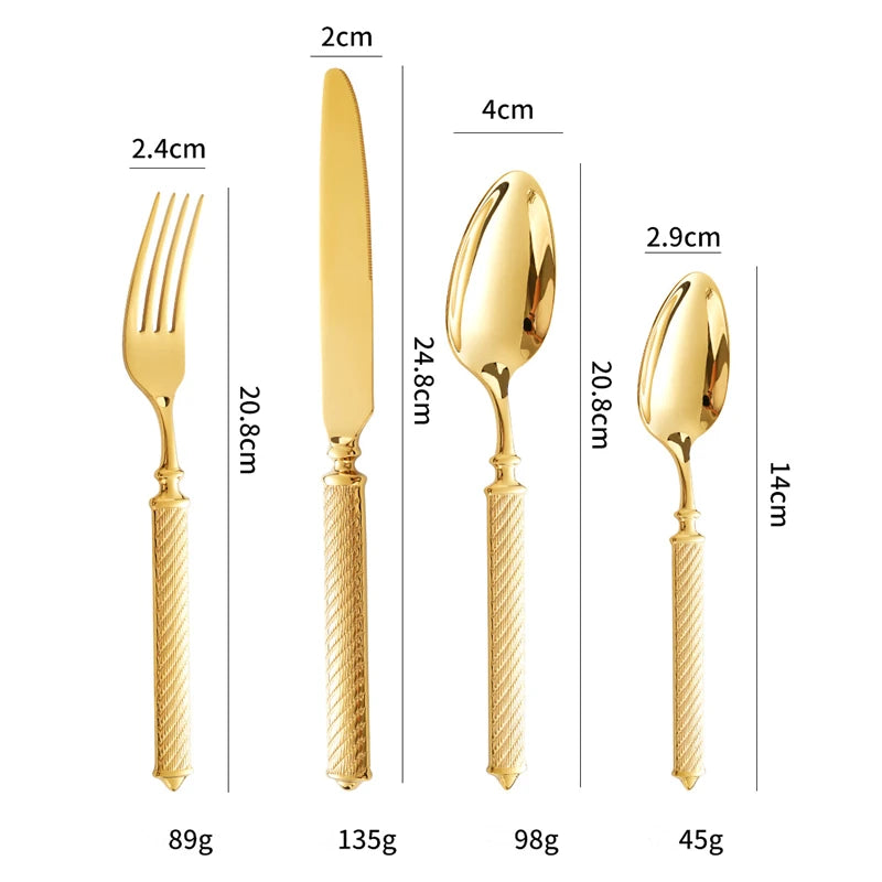 Talheres de Luxo em Aço Inoxidável 18/10, Dourado ou Prata