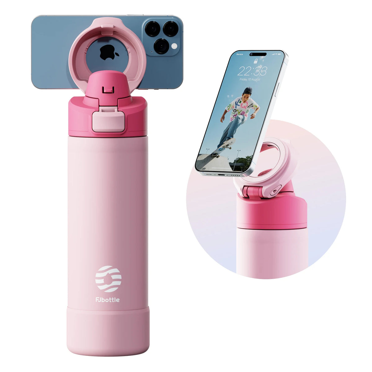 Garrafa Térmica com Tampa Magnética e Suporte de Celular, 710/950ml
