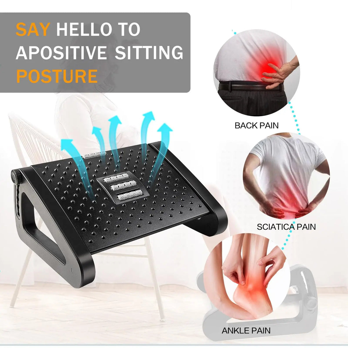 Apoio de Pés Ergonômico Ajustável para Escritório