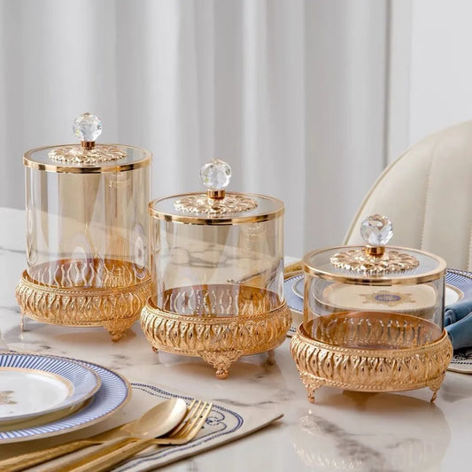 Pote de Vidro Decorativo para Doces, Estilo Europeu