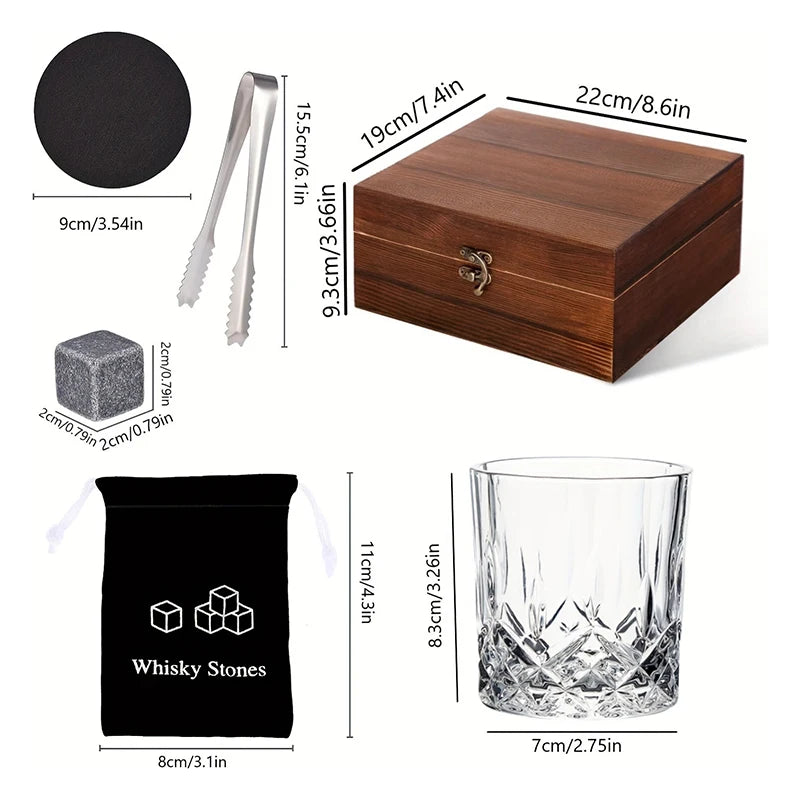 Kit Pedras de Uísque Reutilizáveis com Copos e Pinça