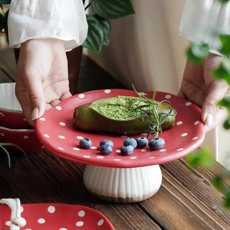 Jogo de Chá Cogumelo Vermelho em Cerâmica