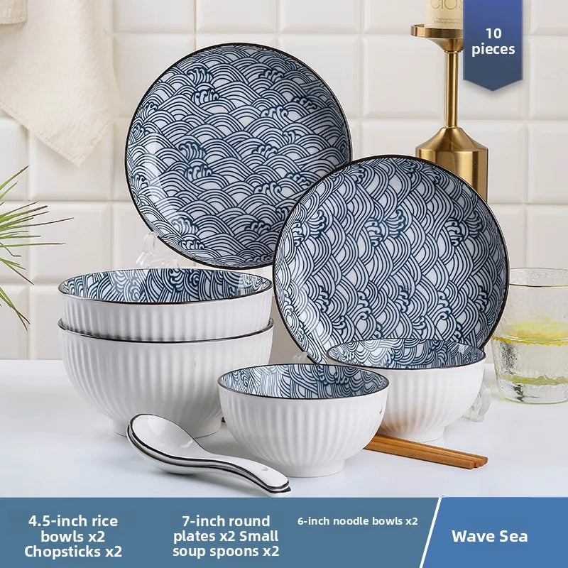 Conjunto de Louças de Cerâmica Estilo Japonês