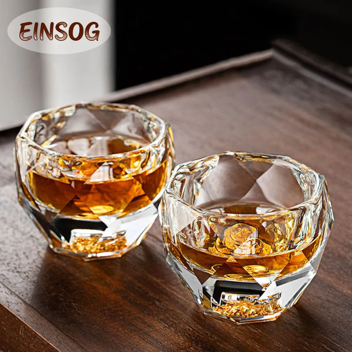 Copo de Shot 50ml em Cristal Facetado com Fundo Duplo