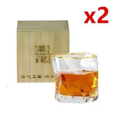 Copo de Uísque Cristal Japonês Estilo Edo Facetado