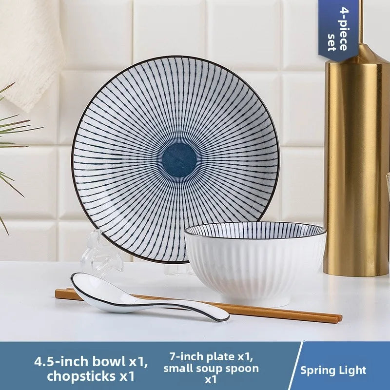 Conjunto de Louças de Cerâmica Estilo Japonês