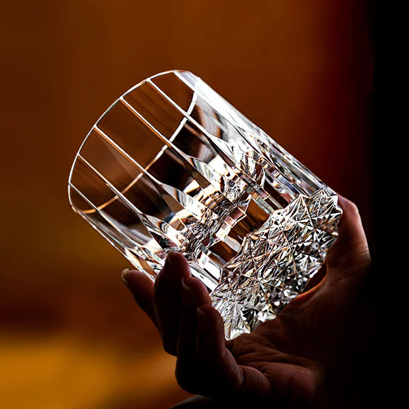 Copo de Uísque Cristal Talhado Efeito Caleidoscópio
